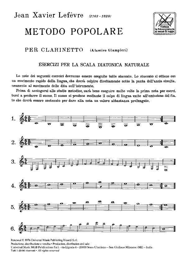 Metodo Popolare Per Clarinetto - cvičení pro klarinet